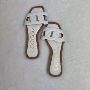 Ccocci Halle Sandal White Slip On Size 5.5 Flats Never Worn Casual